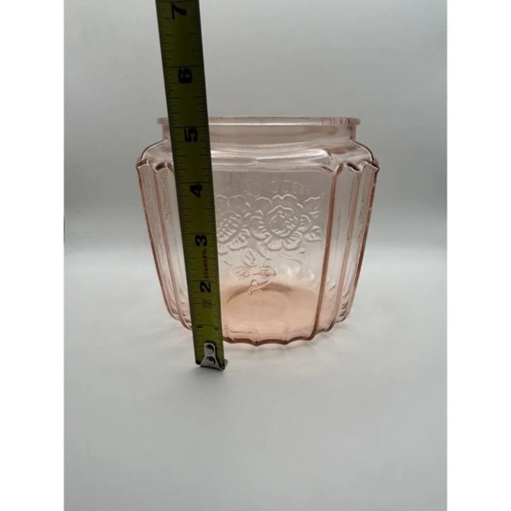 Vintage Anchor Hocking Pink Mayfair Open Rose Pink Depression Glass Cookie‎ Jar